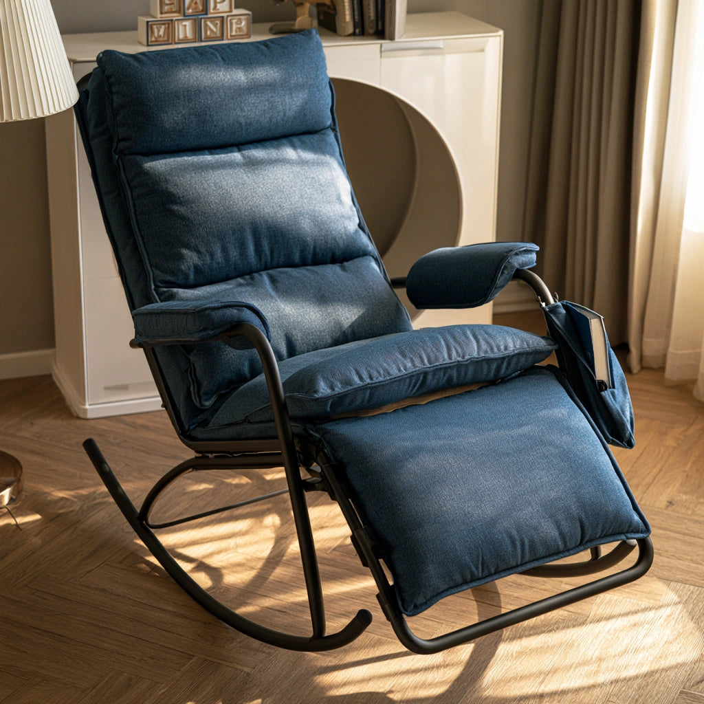 Fauteuil à bascule aux lignes épurées, coloris gris