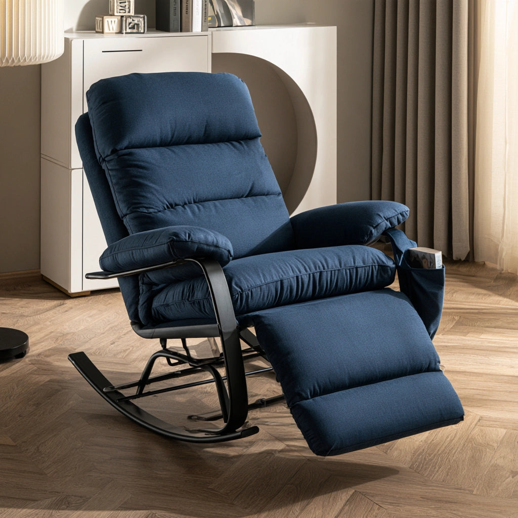 Fauteuil à bascule aux lignes épurées, coloris gris