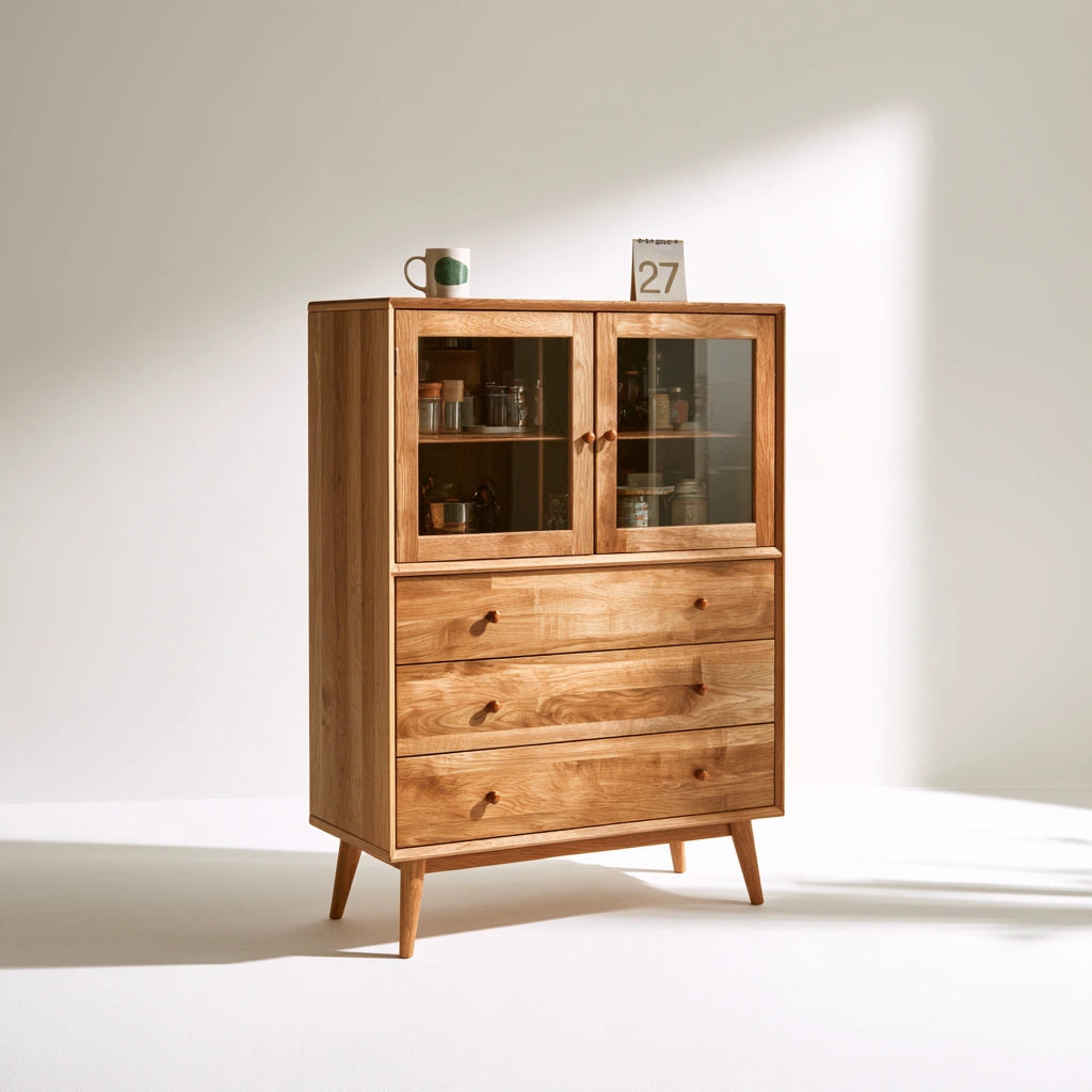 Meuble de rangement en bois, coloris brun naturel