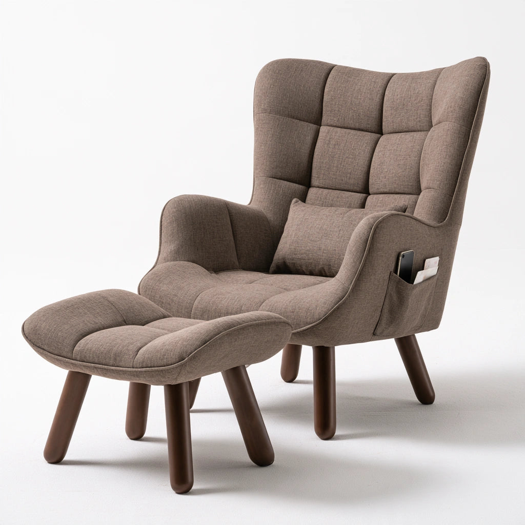 Fauteuil d'appoint aux lignes épurées à dossier haut, coloris brun