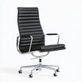 Fauteuil de bureau ergonomique en cuir à dossier haut, coloris noir