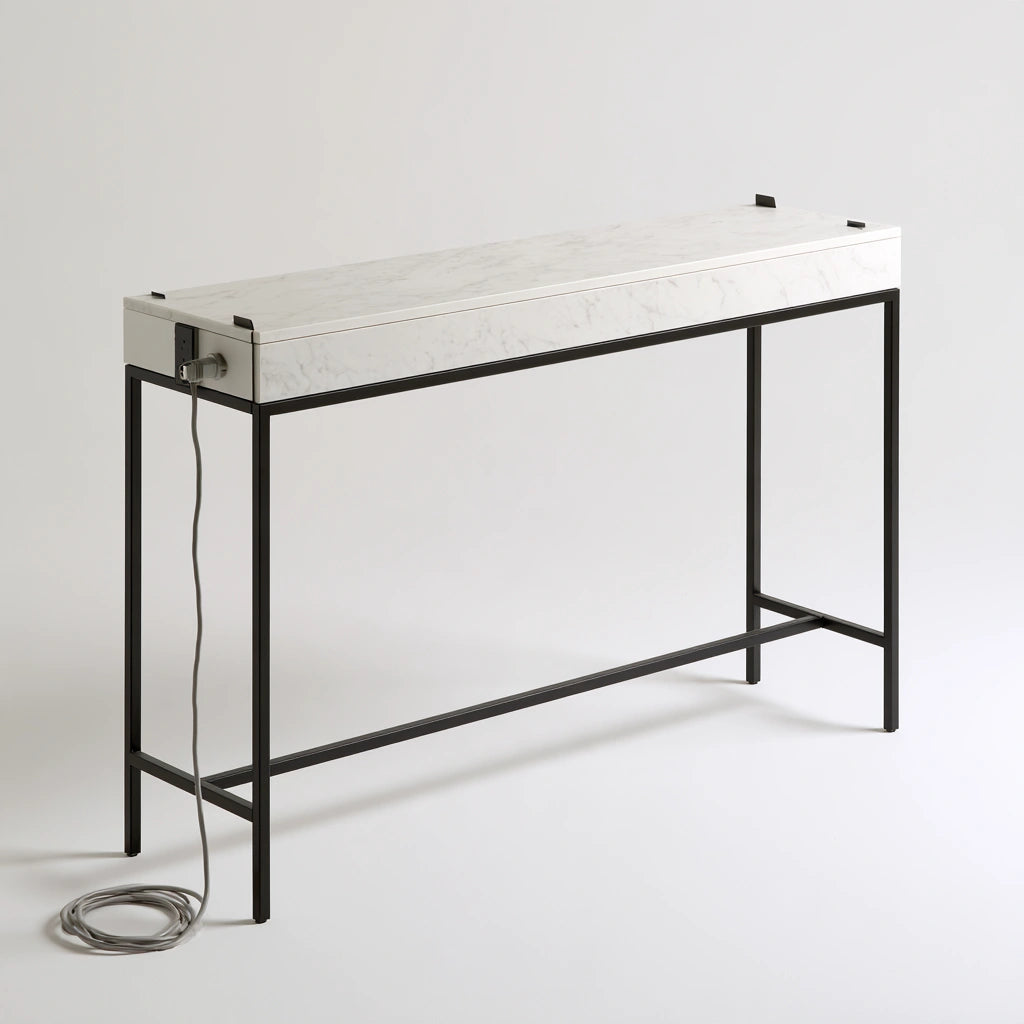 Console d'entrée aux lignes épurées, coloris gris