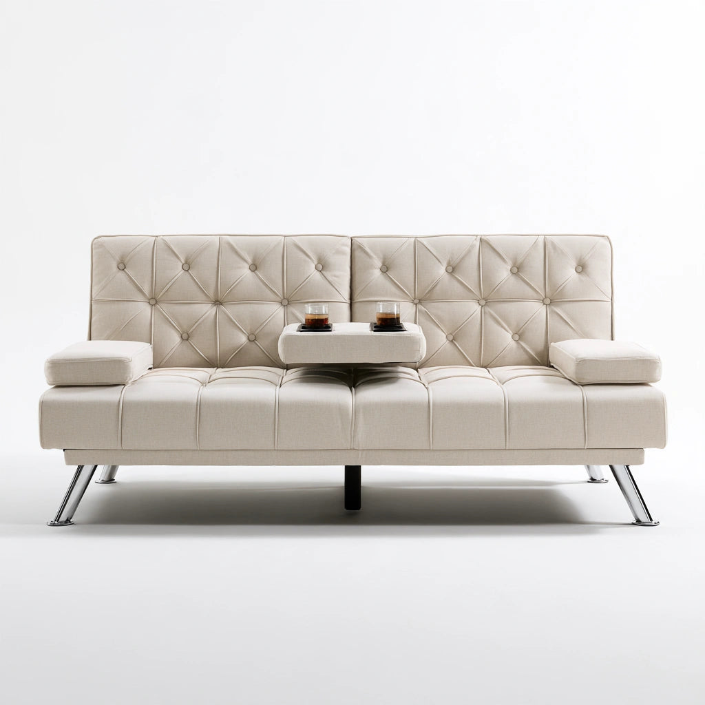 Canapé contemporain en tissu, coloris beige clair