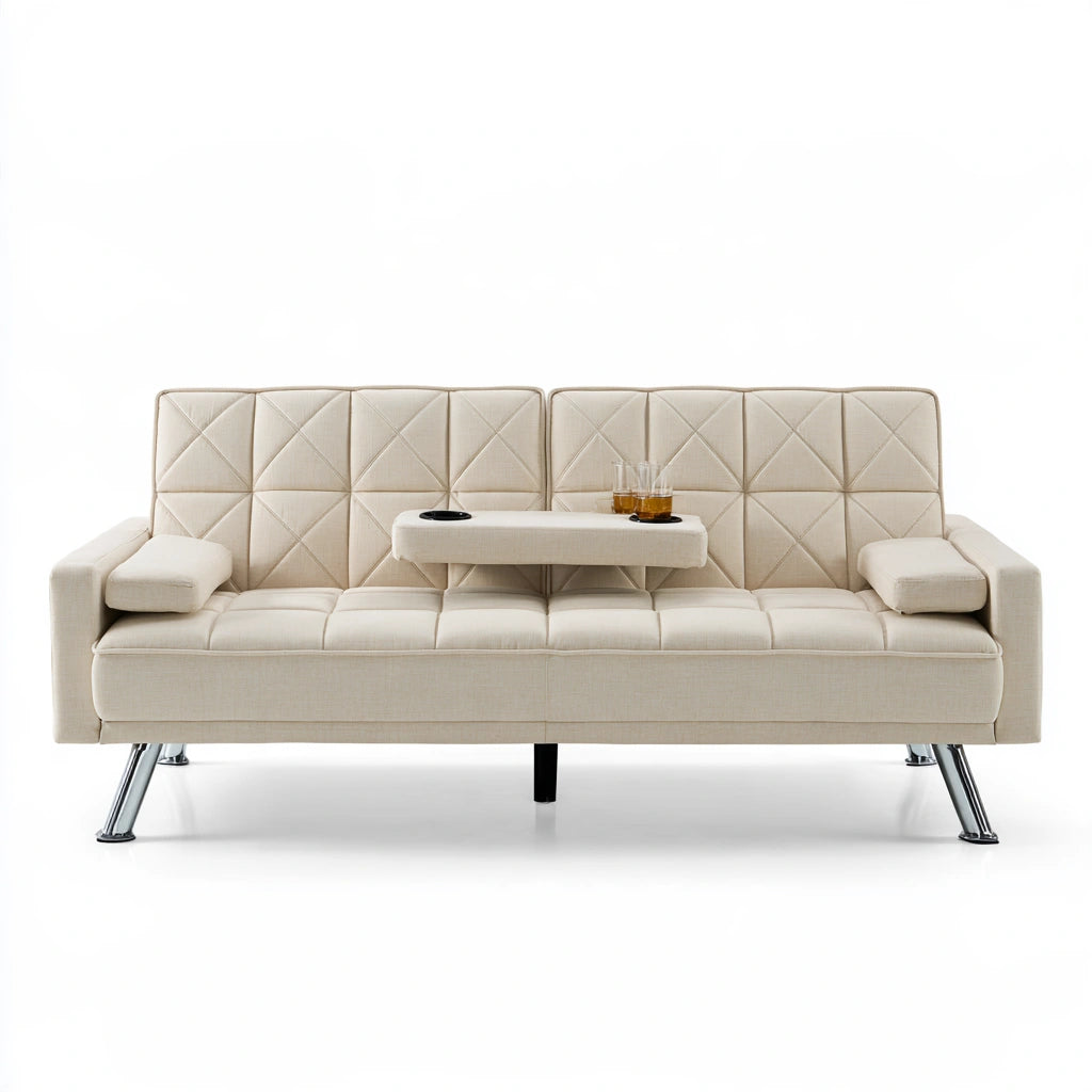 Canapé contemporain en tissu, coloris beige clair